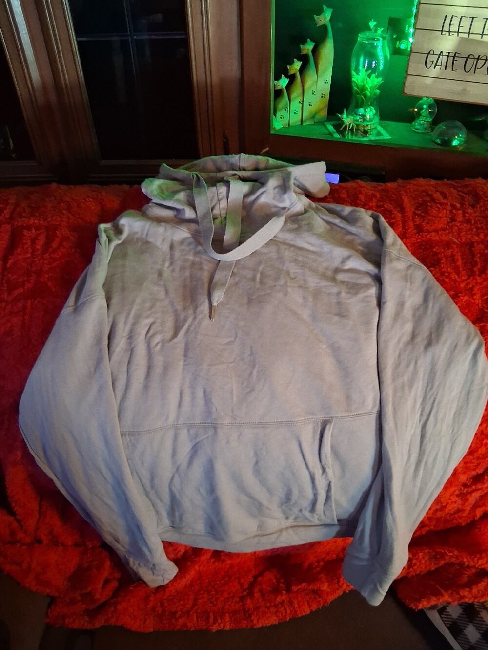 Light Gray Cropped Hoodie with Kangaroo Pocket